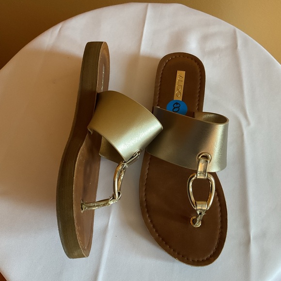 Aldo Shoes - Aldo Metallic Gold Slide Sandals Size 8